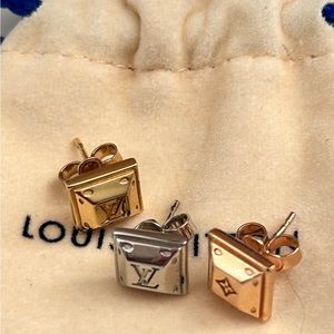 Tri color Louis Vuitton stud earrings